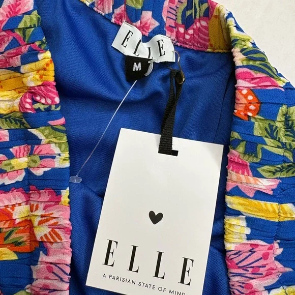 Elle Blue Floral Midi Skirt with Pink and Yellow Blooms - Picture 9 of 16